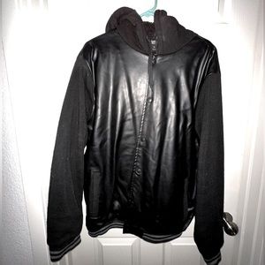 Men’s faux leather hoodie